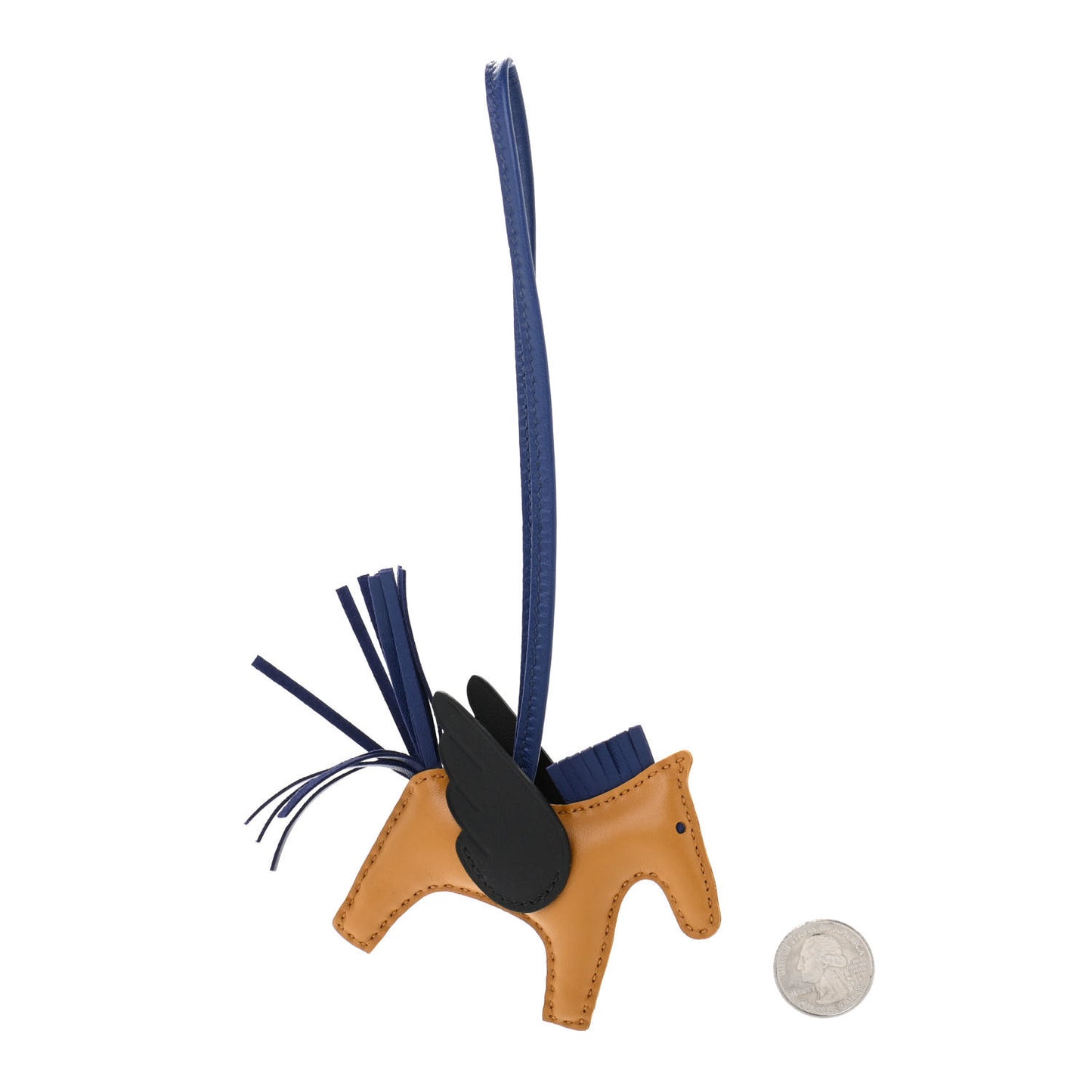 Milo Lambskin Grigri Rodeo Pegase Horse Bag Charm PM Sesame Black Bleu Saphir