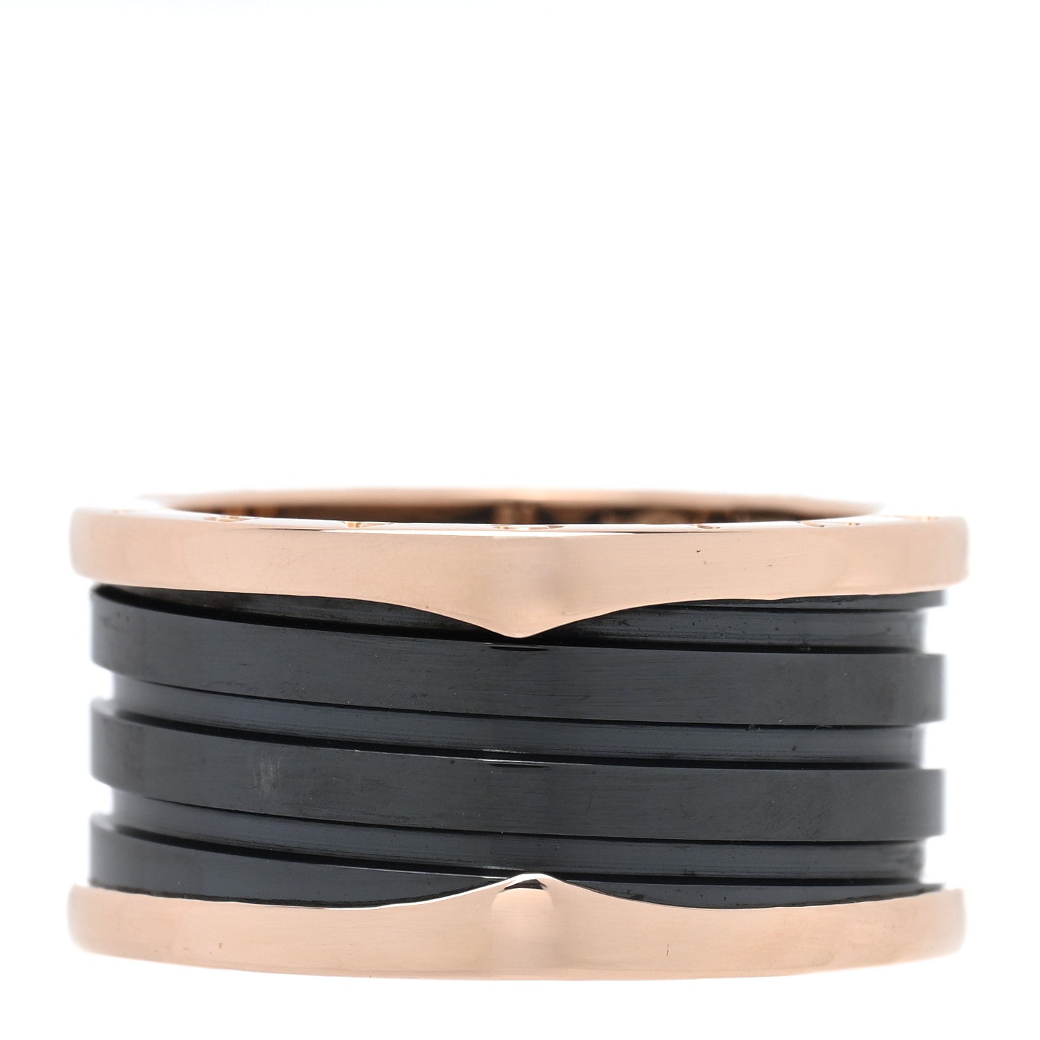 Bulgari 18K Rose Gold Black Ceramic B.Zero1 Four-Band Ring 61 9.5 1 of 4
