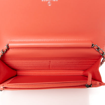 Chanel Aged Calfskin Quilted Gabrielle Wallet On Chain WOC  Orange 5 of 12