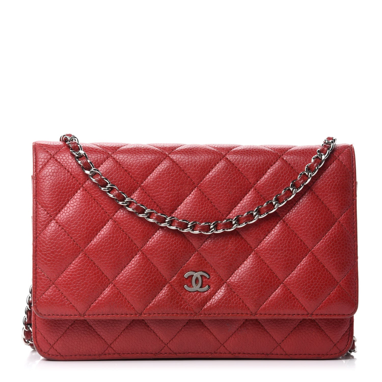 Chanel Caviar Quilted Wallet On Chain WOC Dark Red 1 of 16