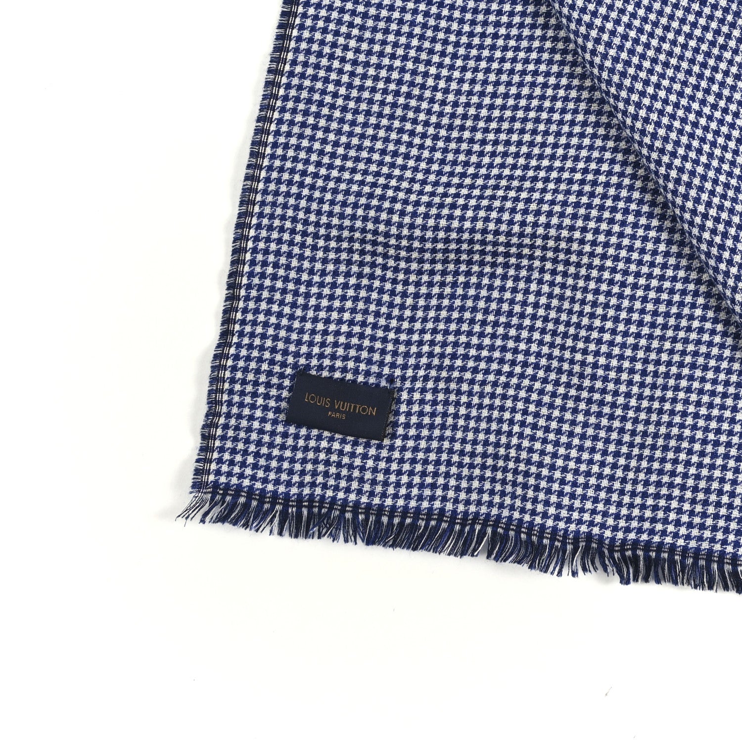 Louis Vuitton Wool Monogram Houndstooth Scarf Blue 1830294