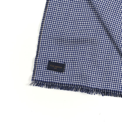 Louis Vuitton Wool Monogram Houndstooth Scarf Blue 3 of 3