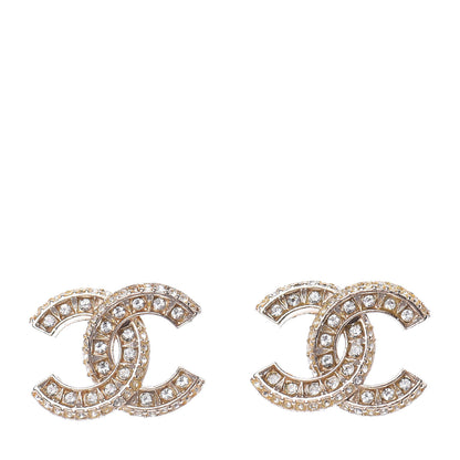 Chanel Crystal Timeless CC Earrings Light Gold 1 of 4