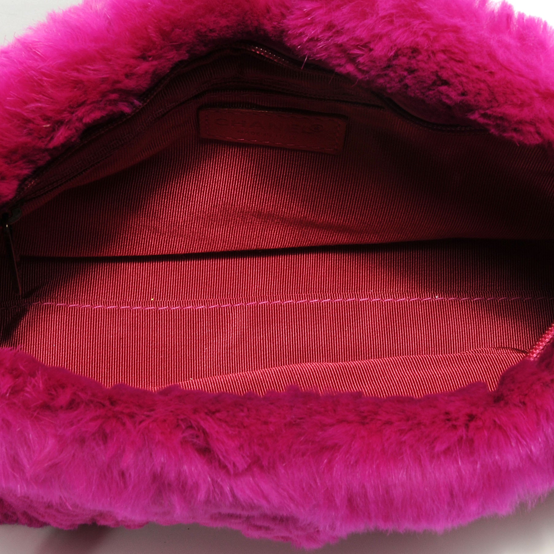Chanel Rabbit Fur Shoulder Bag Fuchsia 8 of 8