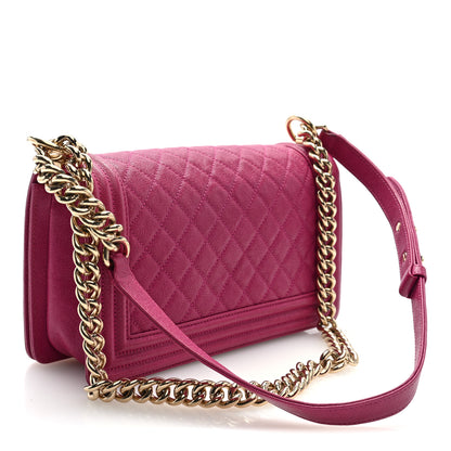 Chanel Caviar Quilted Medium Boy Flap Dark Pink 3 of 10