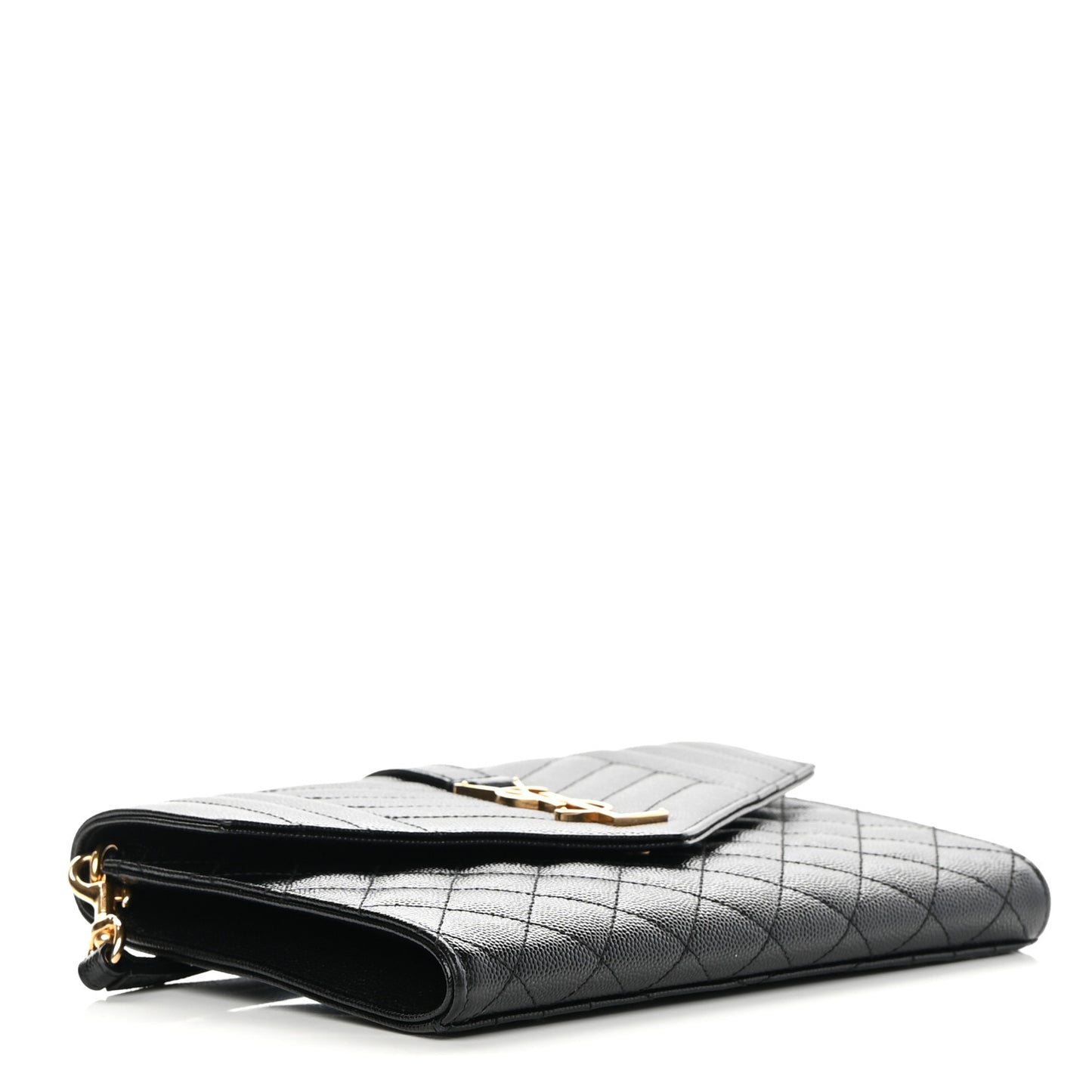 Grain De Poudre Textured Mixed Matelasse Triquilt Monogram Clutch Black