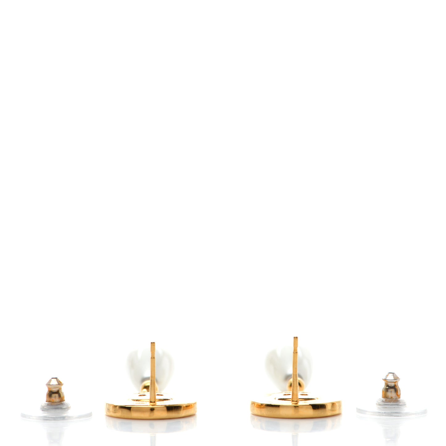 Metal Pearl Paris Button Drop Earrings Gold