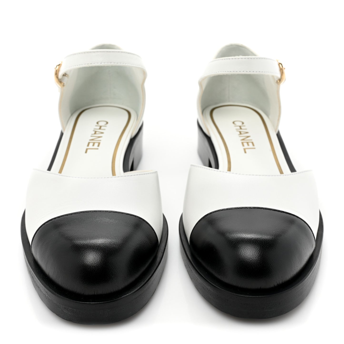 Shiny Goatskin Mary Jane Flats 38 White Black