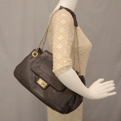 Chanel Metallic Calfskin Perforated Large Drill Accordion Flap Black 2 of 8