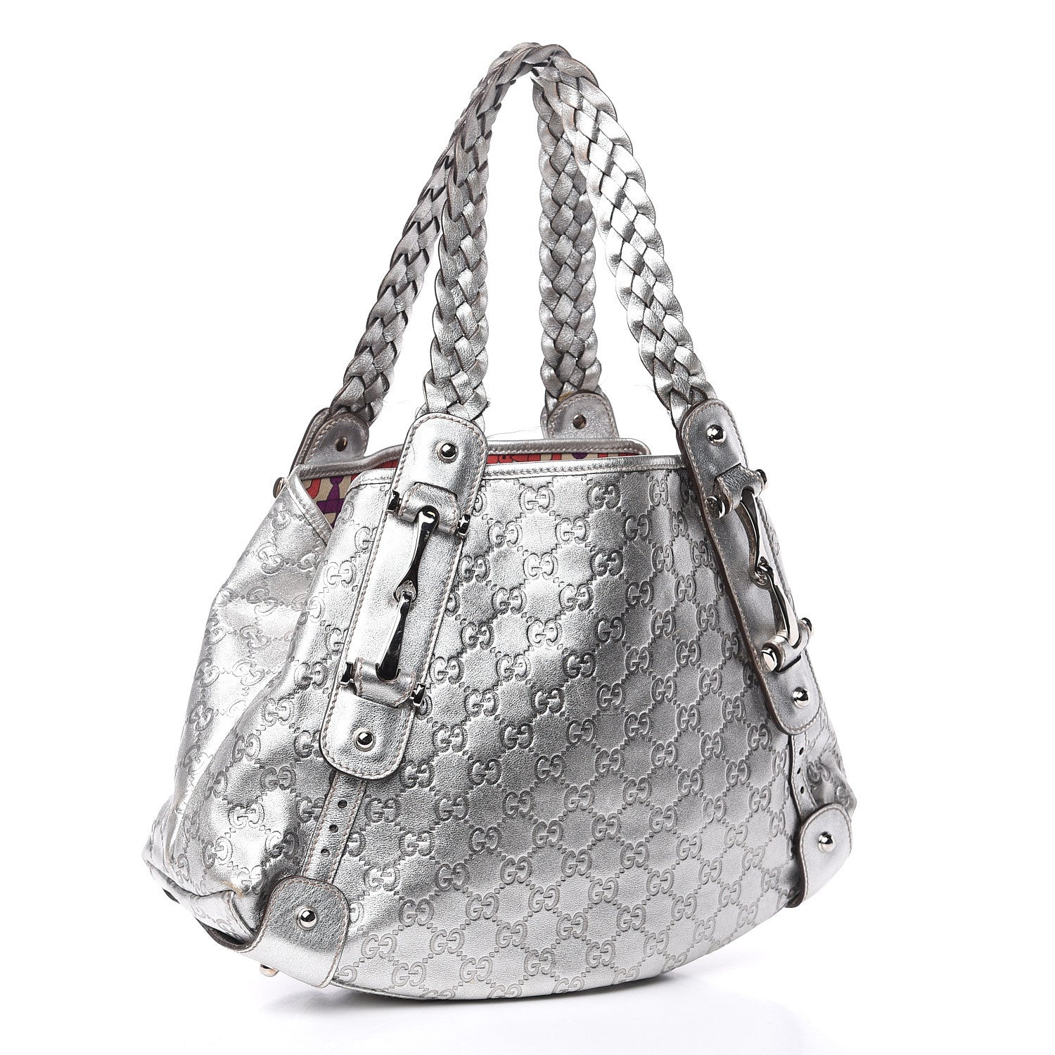 Gucci Metallic Guccissima Small Pelham Shoulder Bag Silver 3 of 14