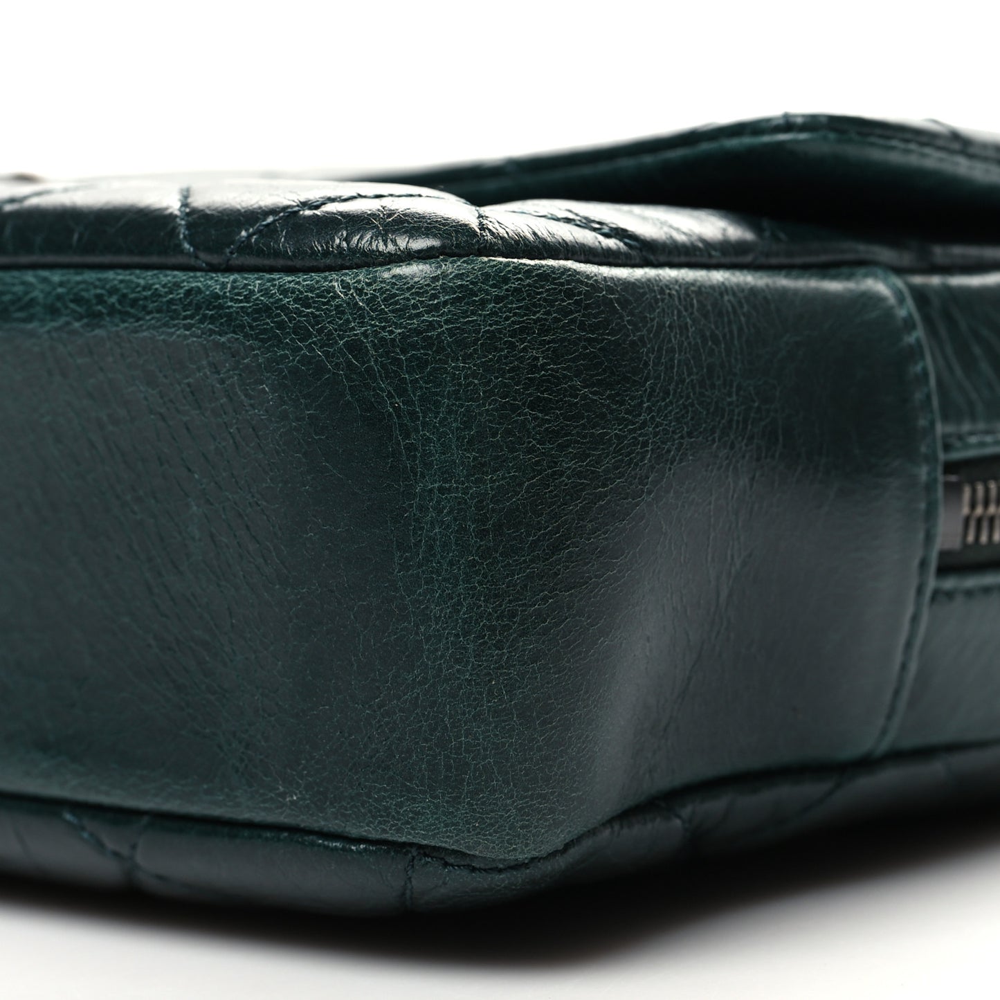 Glazed Calfskin Quilted Medium Duo Color Flap Dark Green Burgundy