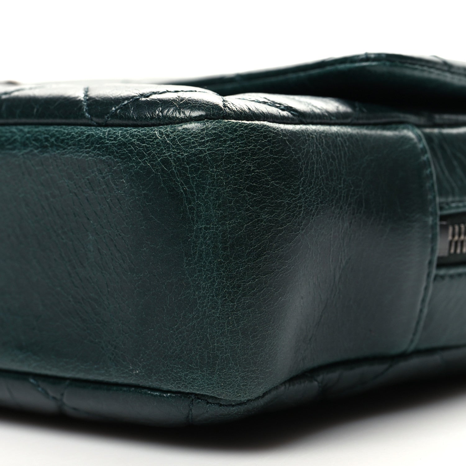 Chanel Glazed Calfskin Quilted Medium Duo Color Flap Dark Green Burgundy 10 of 11
