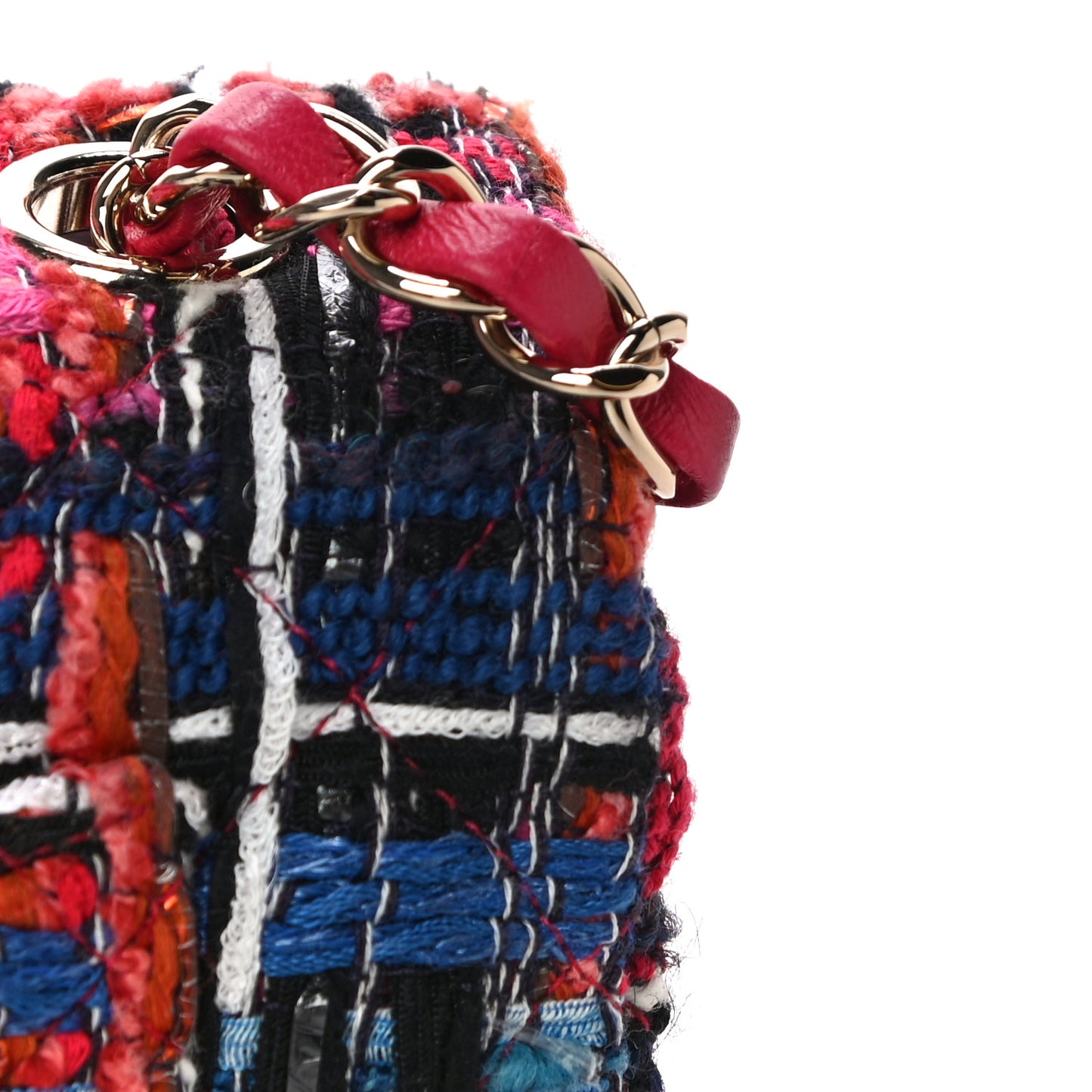 Tweed Quilted Mini Rectangular Flap Red Pink Black