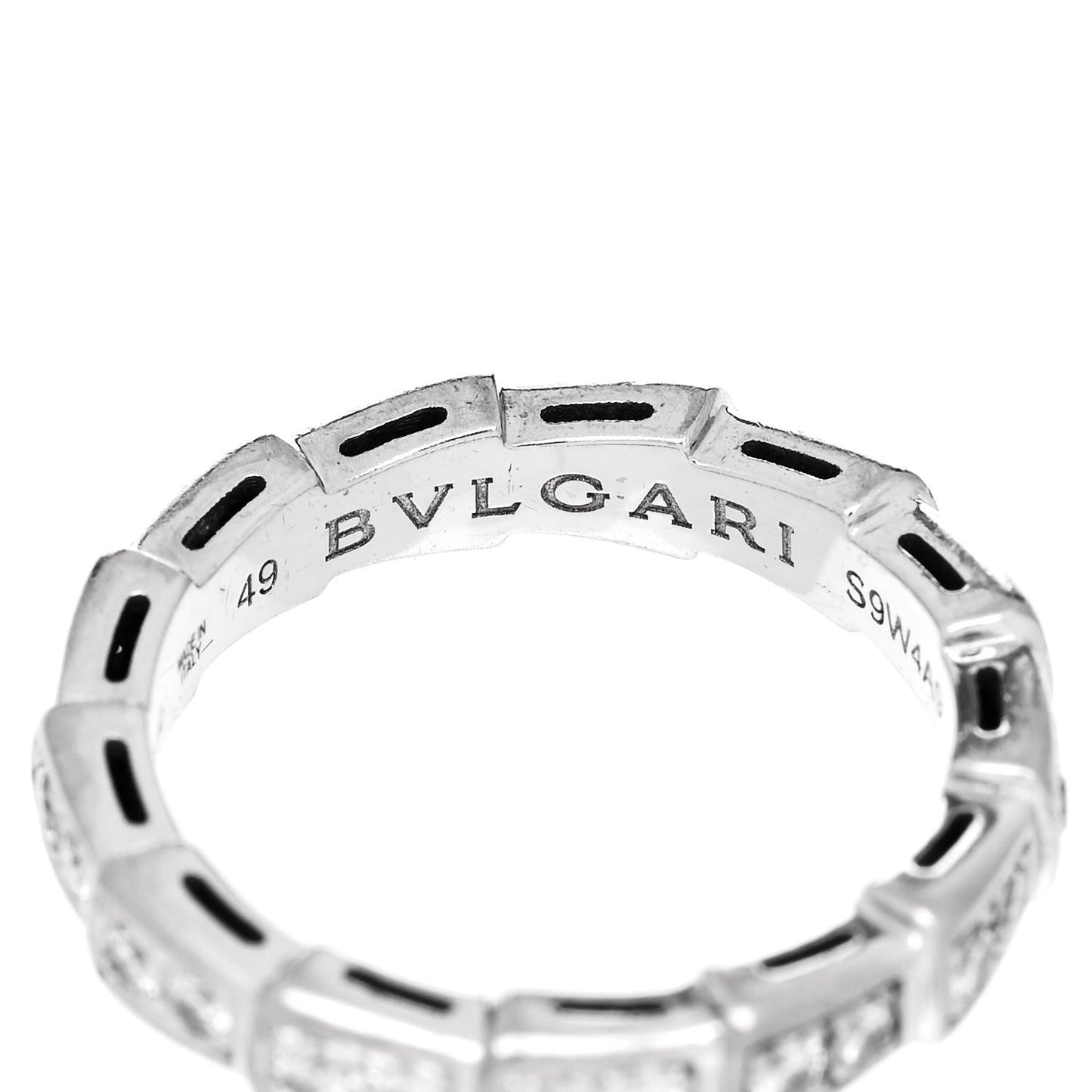 18K White Gold Diamond Serpenti Viper Band Ring 49 5