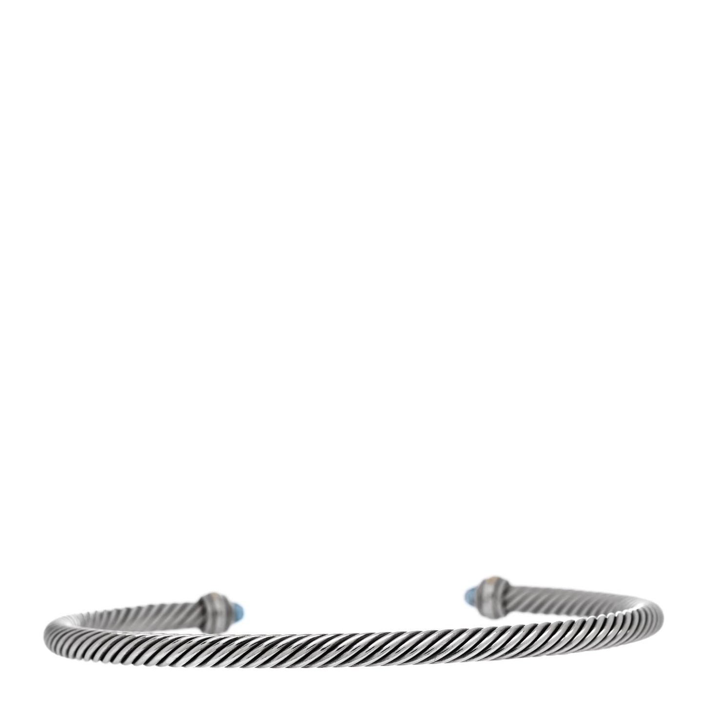 Sterling Silver 18K Yellow Gold Blue Topaz 4mm Cable Classics Bracelet