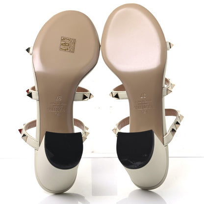 Valentino Garavani Calfskin Nappa Rockstud 60mm Caged Slide Sandals 37 Light Ivory 5 of 8