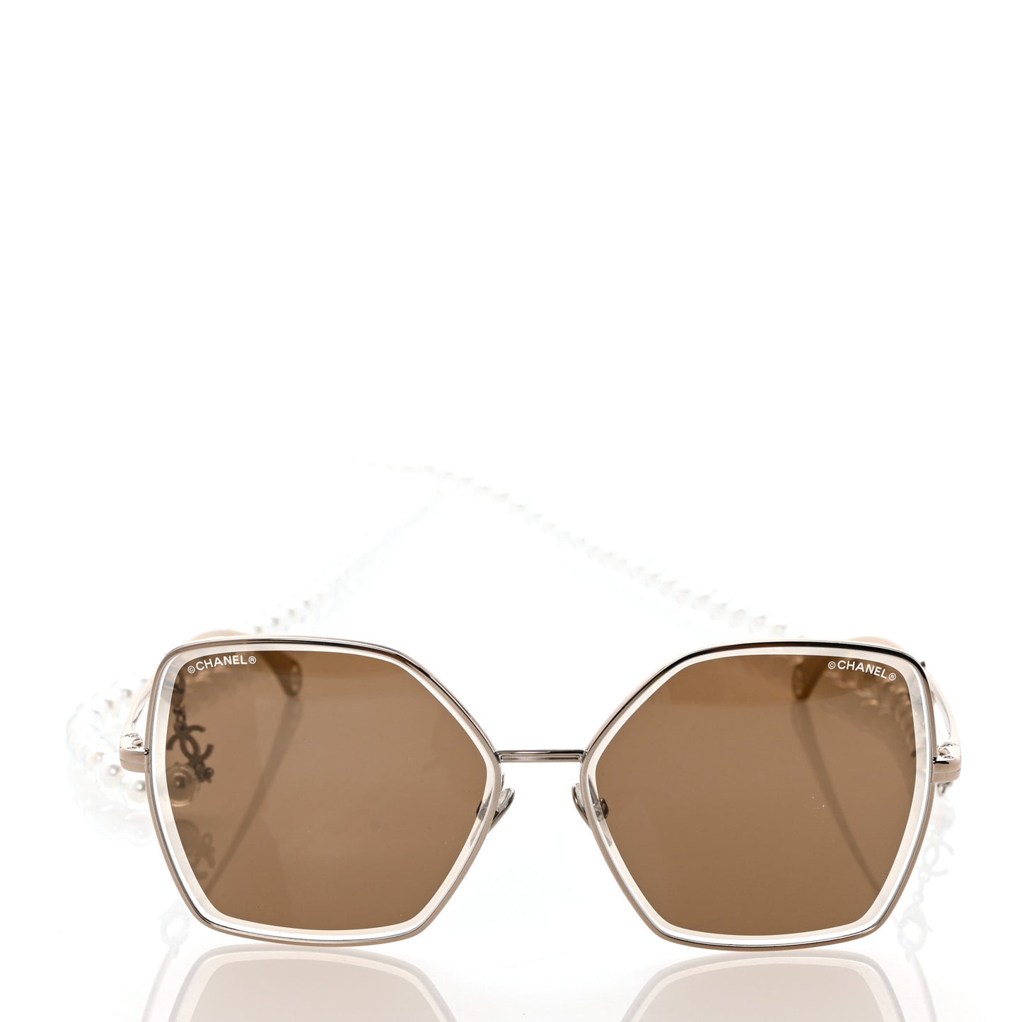 Butterfly Removable Pearl Chain Sunglasses 4262 Brown