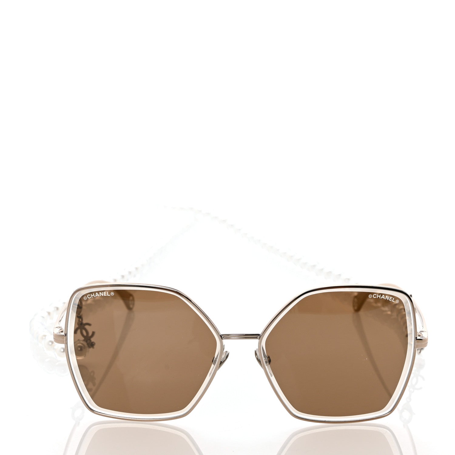 Chanel Butterfly Removable Pearl Chain Sunglasses 4262 Brown 2 of 8