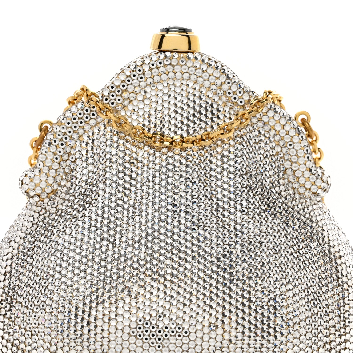 Judith Leiber Swarovski Crystal Chatelaine Minaudiere Clutch Silver Gold 5 of 12