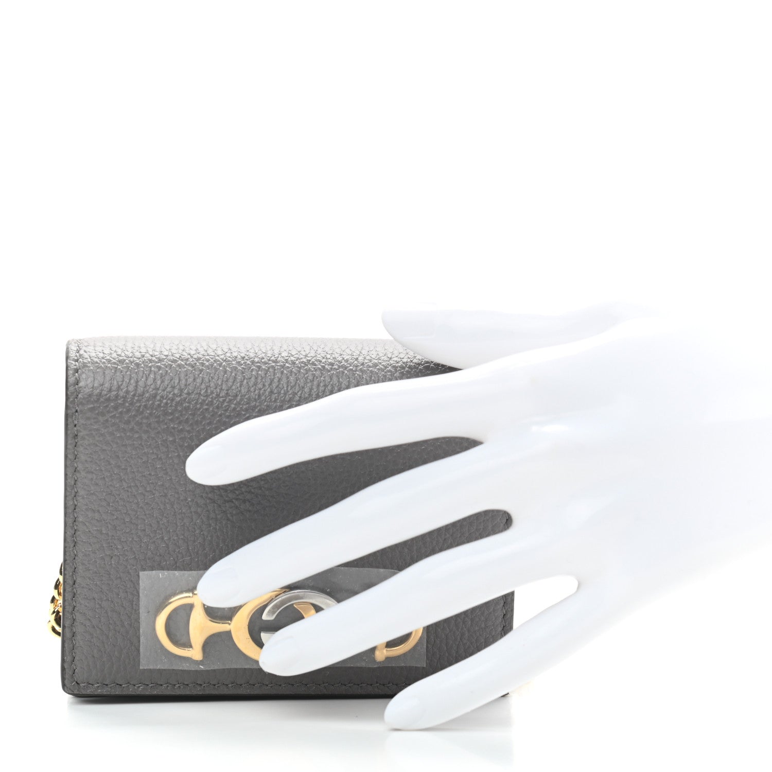 Gucci Grainy Calfskin Zumi Chain Card Case Wallet Dusty Grey 2 of 6