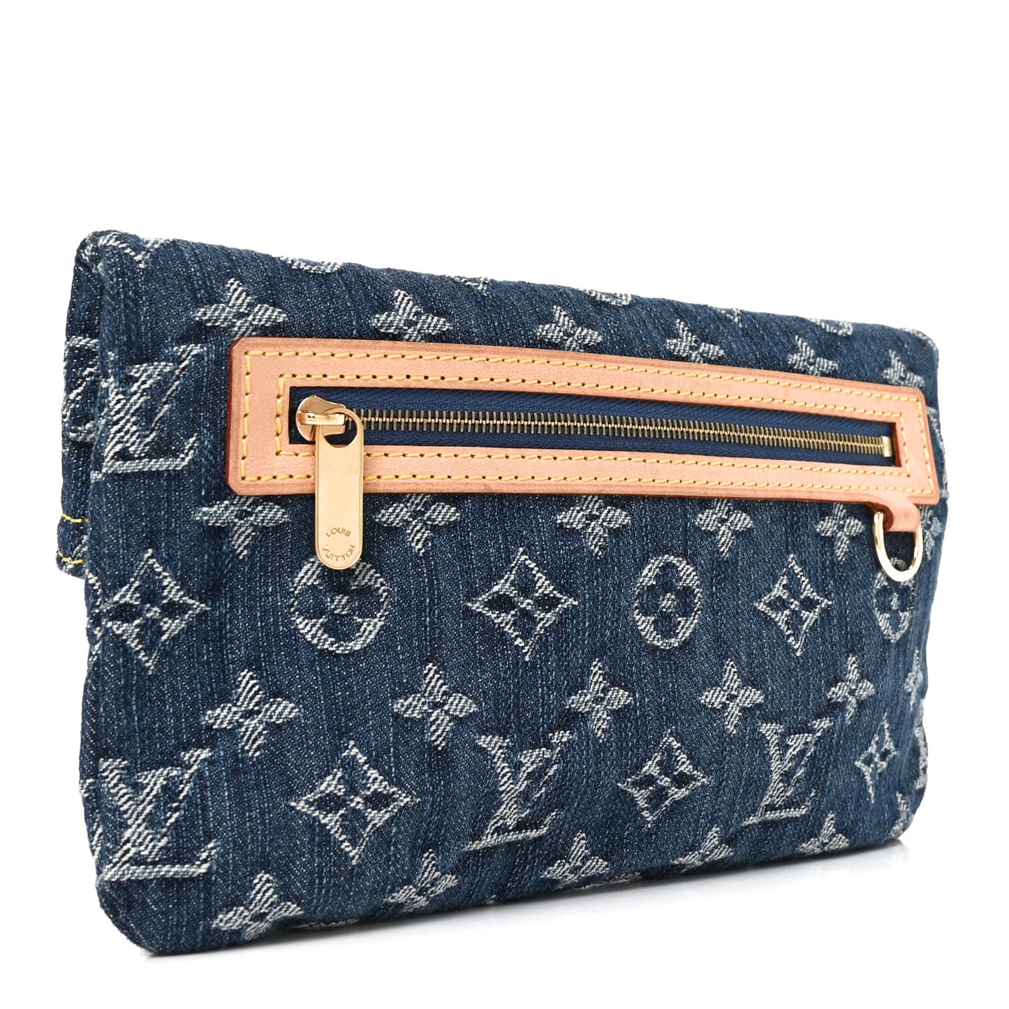 Monogram Denim Pochette Plat Clutch Blue