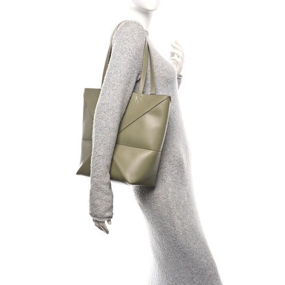 Loewe Shiny Calfskin Medium Puzzle Fold Tote Dark Khaki 2 of 10