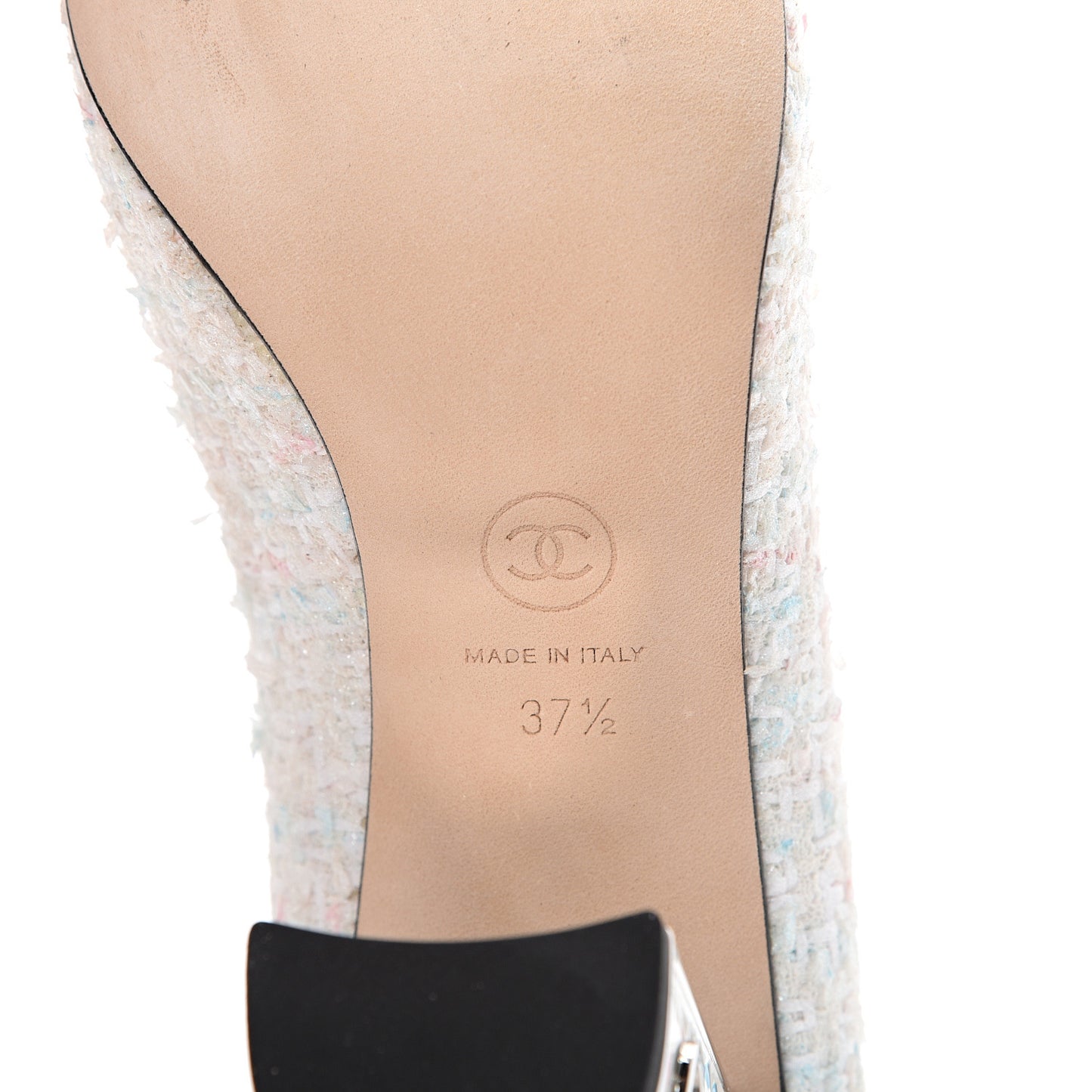 Tweed Grosgrain Cap Toe Logo Pumps 37.5 Black White Blue Pink