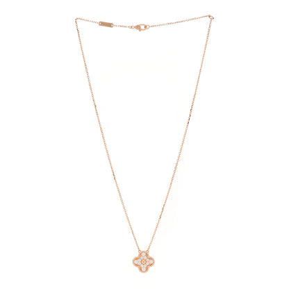 Van Cleef & Arpels 18K Rose Gold Diamond Vintage Alhambra Pendant Necklace 3 of 6