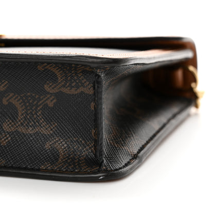 Celine Triomphe Canvas Calfskin Margo Wallet on Chain Tan 10 of 13