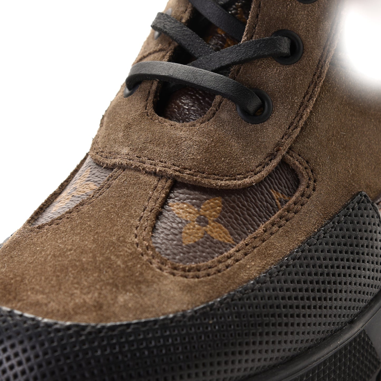 Suede Calfskin Monogram Laureate Platform Desert Boots 36.5 Kaki