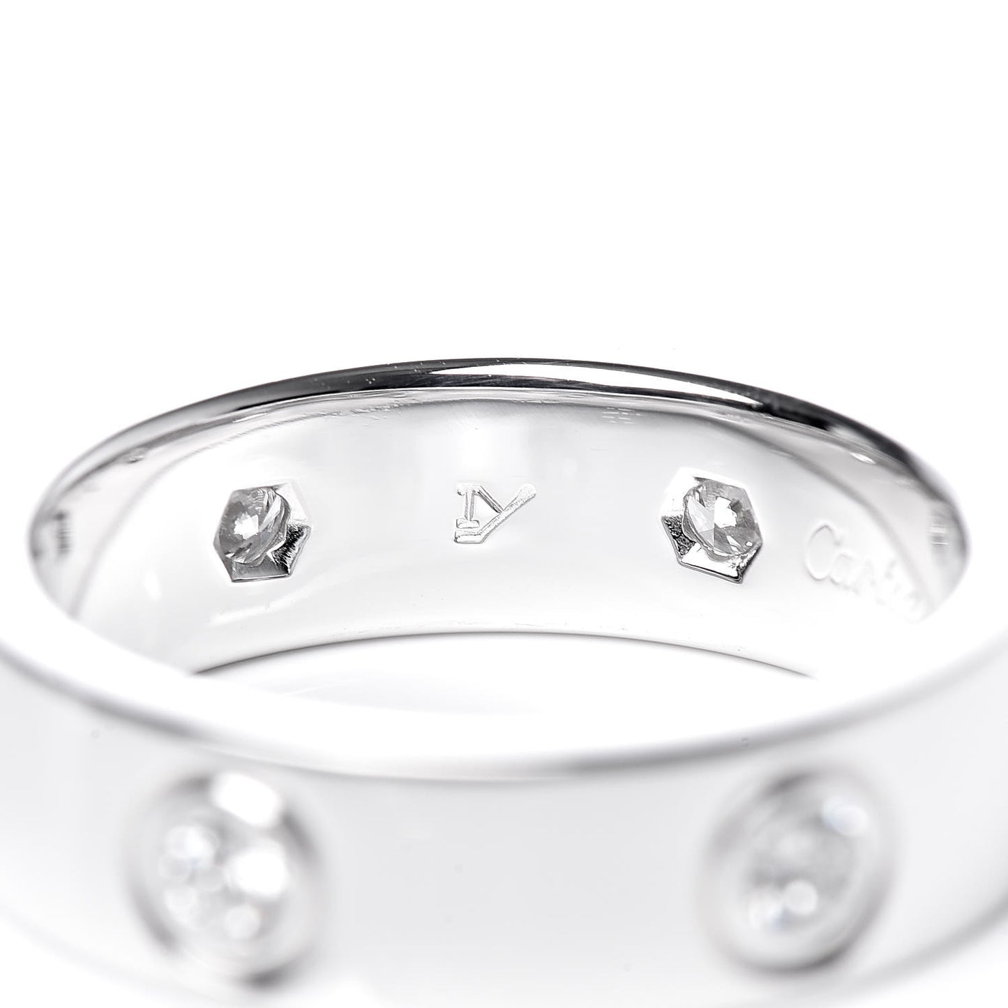18K White Gold 6 Diamond 5.5mm LOVE Ring 52 6