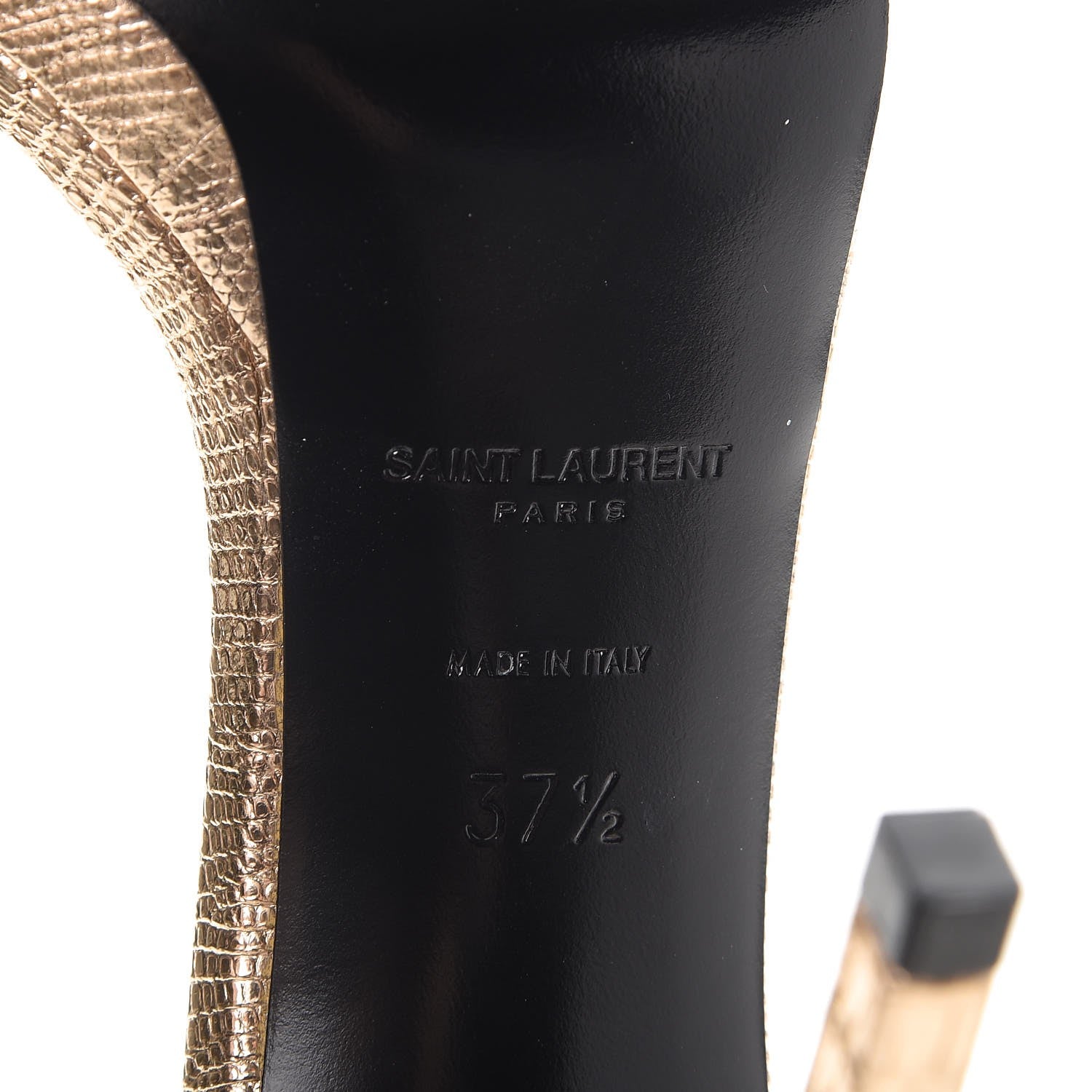 Saint Laurent Metallic Calfskin Jane 110 Ankle Strap Sandals 37.5 Gold 6 of 9