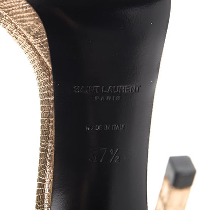 Saint Laurent Metallic Calfskin Jane 110 Ankle Strap Sandals 37.5 Gold 6 of 9