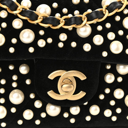 Chanel Velvet Pearl Mini Flap Bag Black 8 of 10