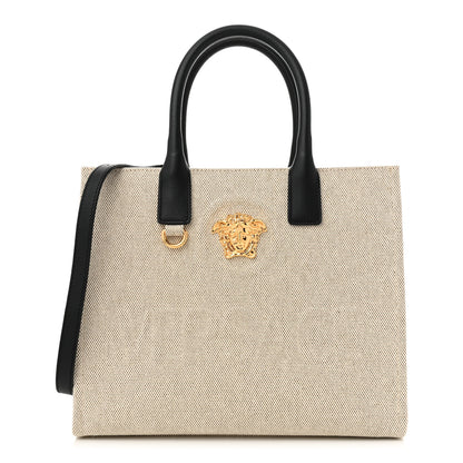 Versace Canvas Calfskin La Medusa Small Tote Bag Beige 1 of 9