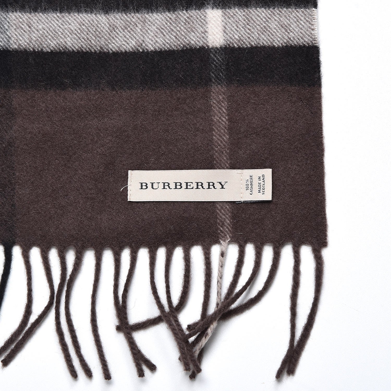 Burberry Cashmere Giant Check Fringe Scarf Bitter Chocolate 4 of 5