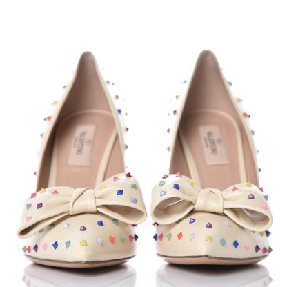 Valentino Garavani Calfskin Rainbow Rockstud Pumps 39 Light Ivory 2 of 7