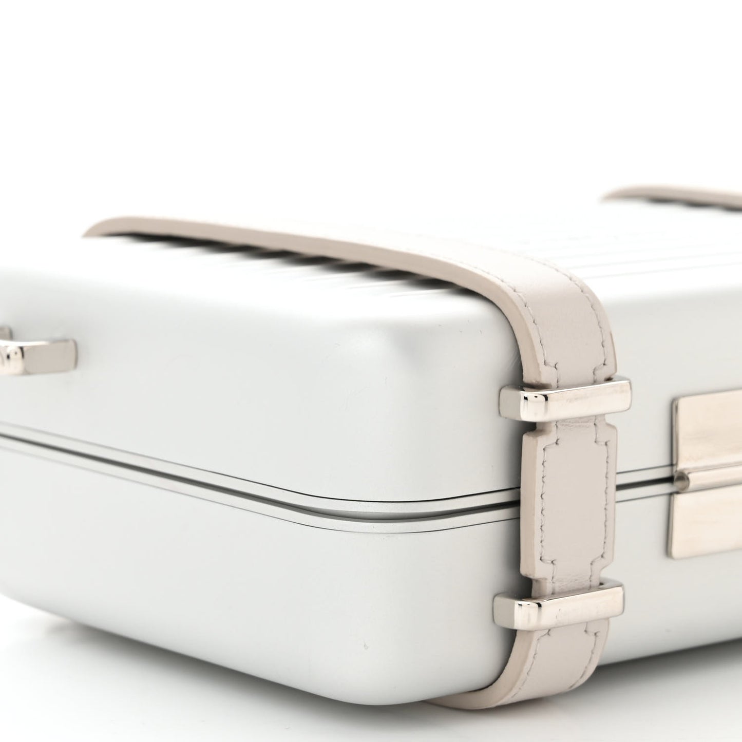 X RIMOWA Aluminum Personal Clutch On Strap Silver