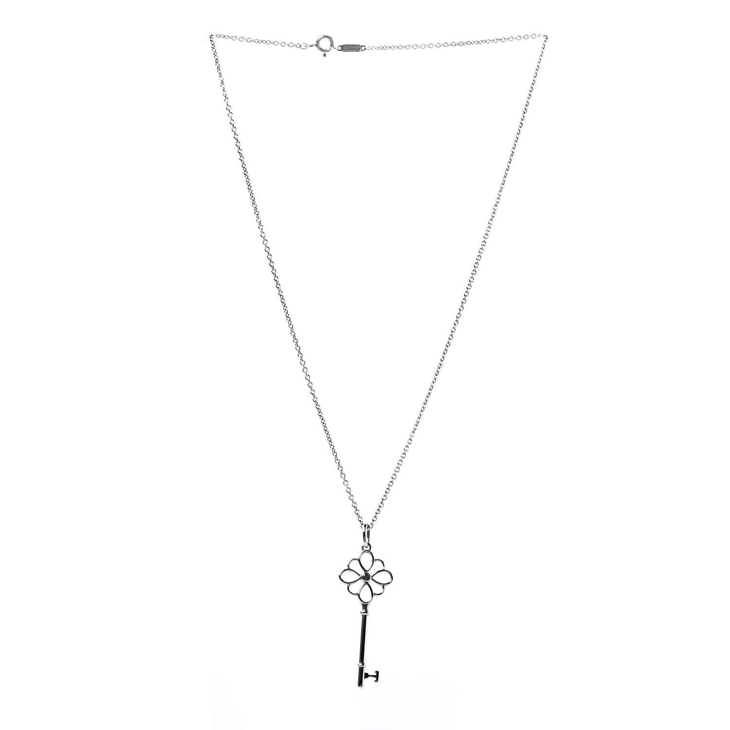 Sterling Silver Sapphire Knot Key Pendant Necklace