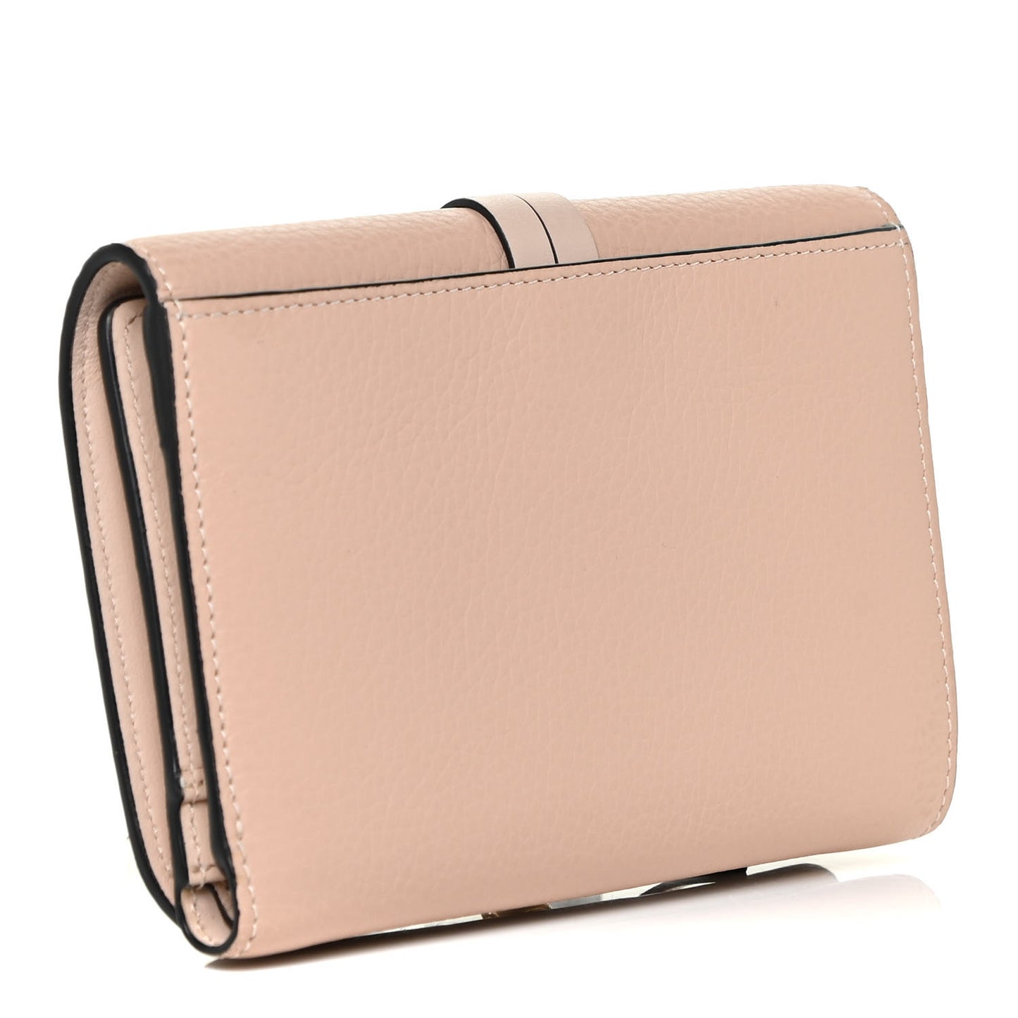 Calfskin Alphabet Compact Wallet Blush Nude