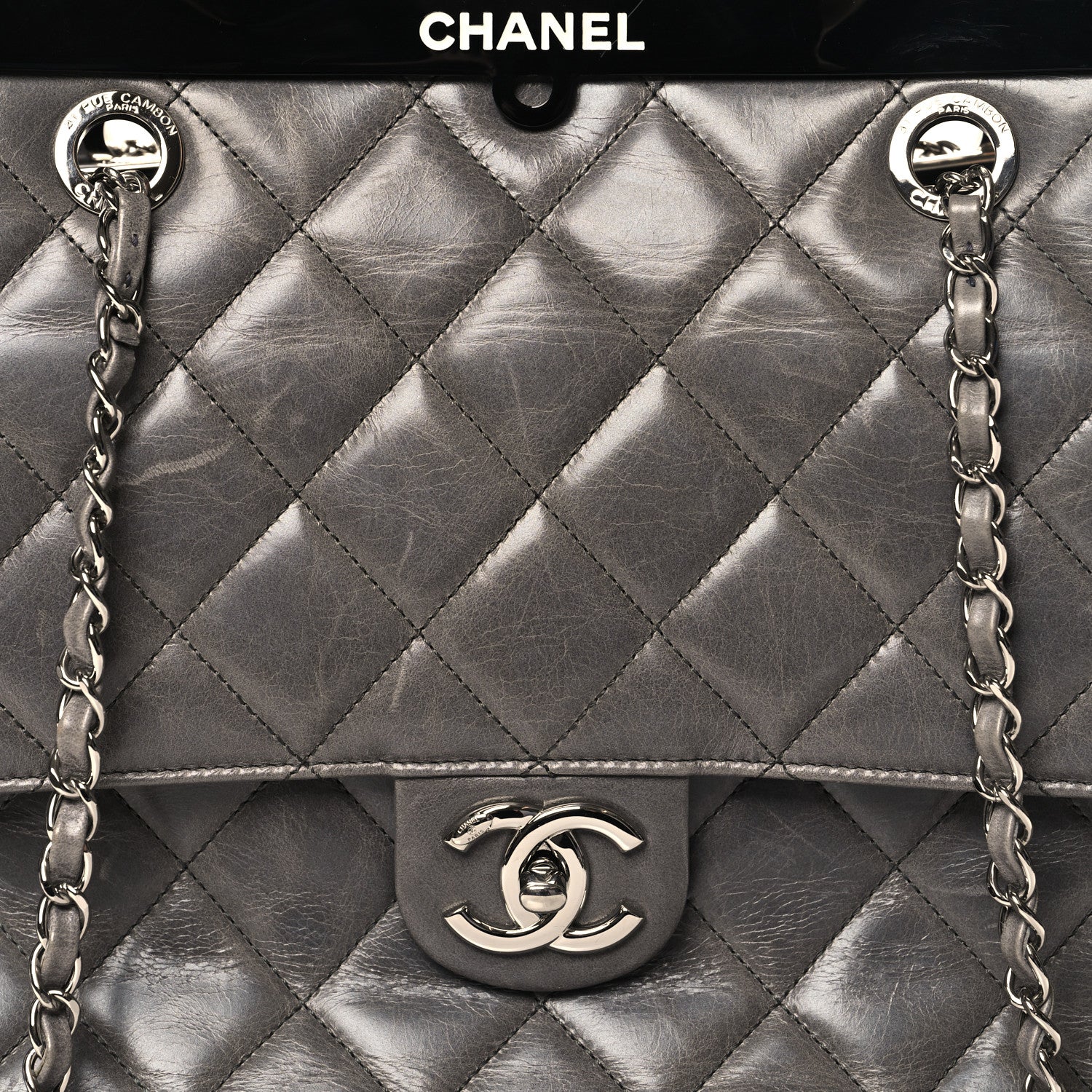 Chanel Glazed Calfskin Quilted Large CC Delivery Tote Grey 8 of 11