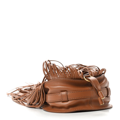Chloe Calfskin Mini Marcie Round Fringe Crossbody Bag Tan 3 of 8