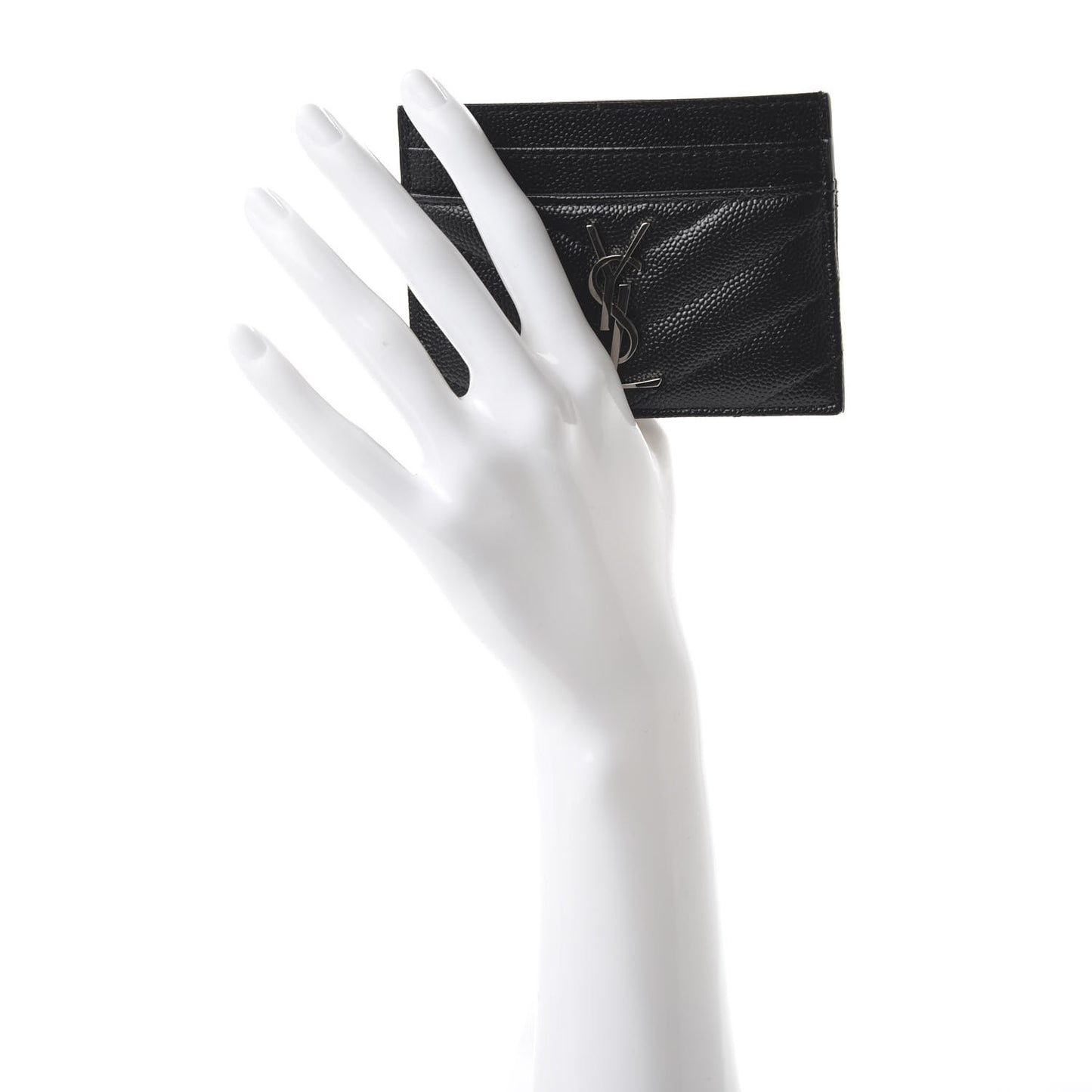 Grain De Poudre Matelasse Chevron Monogram Credit Card Case Black