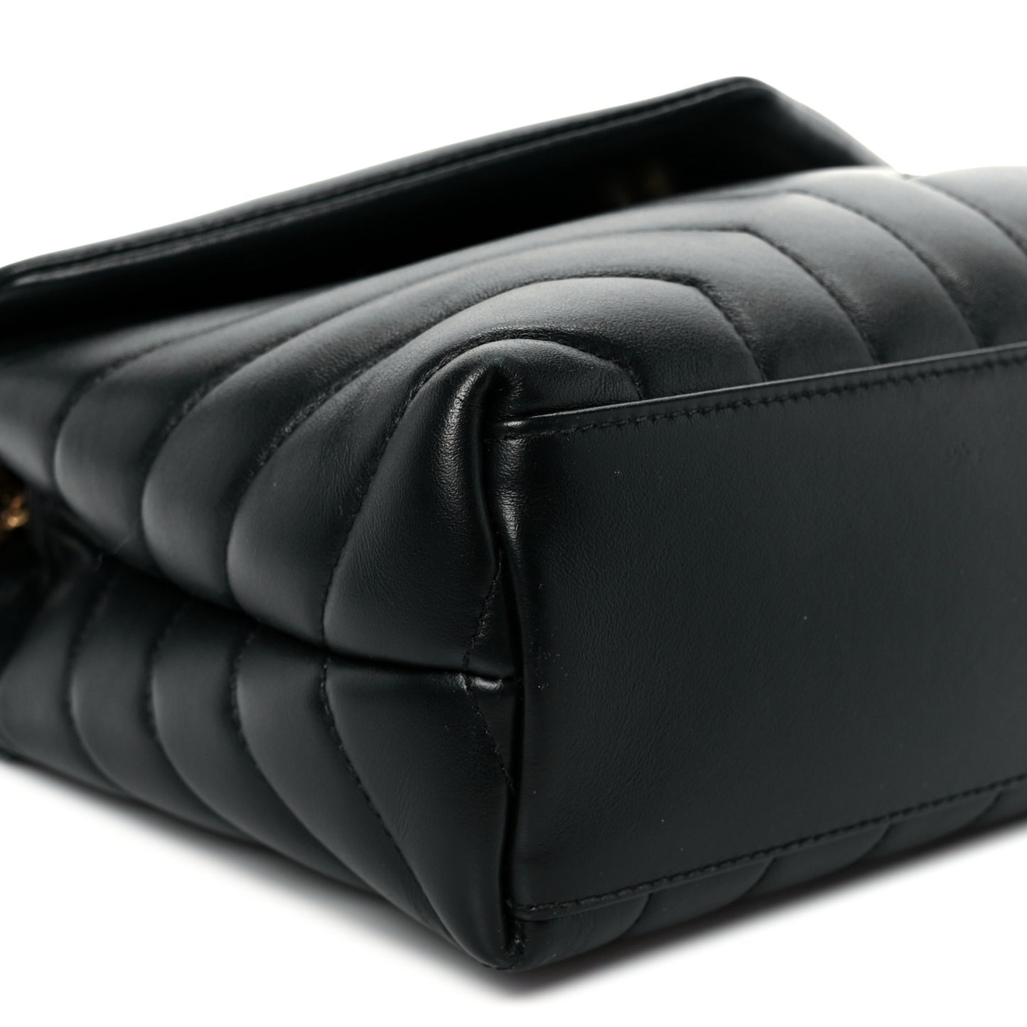 Calfskin Y Quilted Monogram Small Loulou Chain Satchel Black