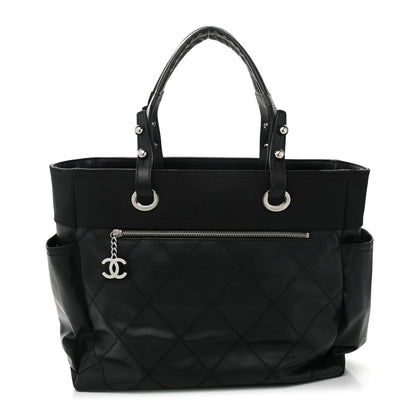 Chanel Coated Canvas Quilted Large Paris Biarritz Tote Black 1 of 10