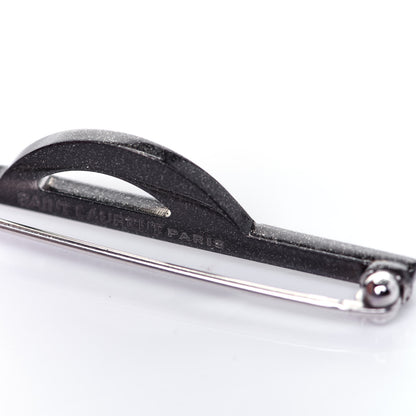 Saint Laurent Metal Deconstructed Monogram Brooch Blue Black 7 of 9