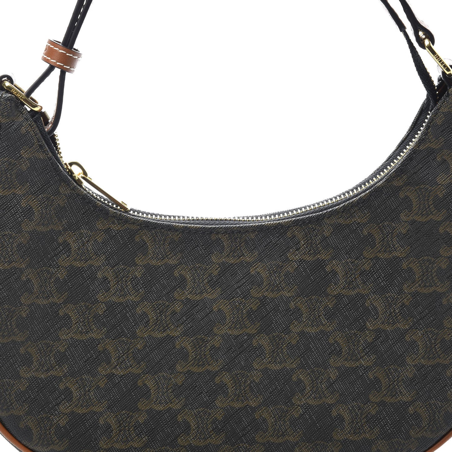 Canvas Calfskin Ava Triomphe Shoulder Bag Tan