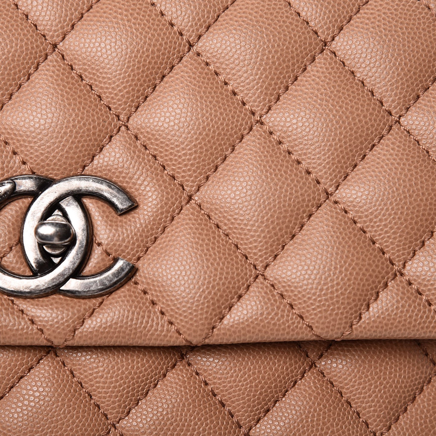 Caviar Quilted Small Coco Handle Flap Camel