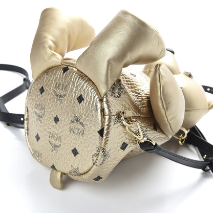 MCM Calfskin Visetos Bear Zoo Doll Backpack Gold 8 of 9