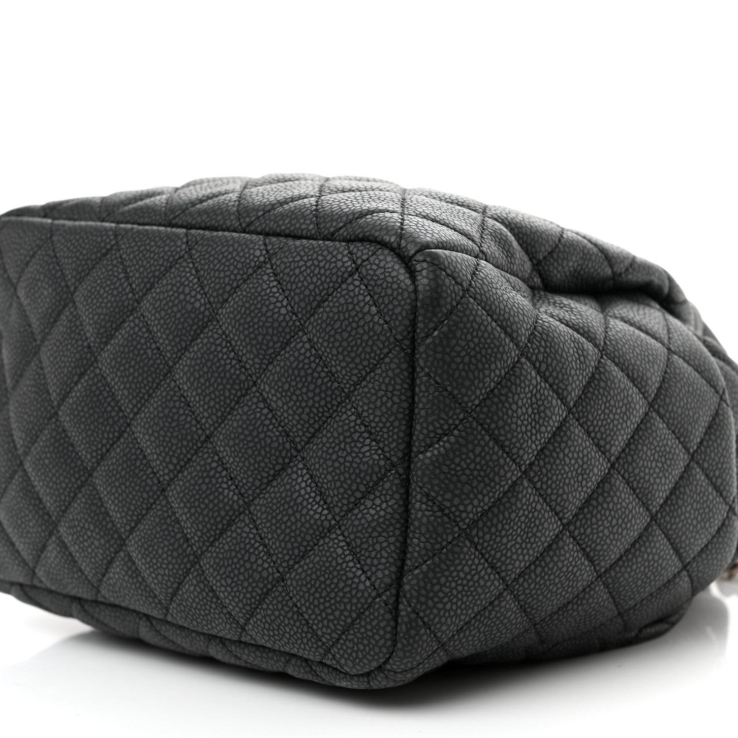 Chanel Caviar Flat Quilted CC Chain Bucket Drawstring Bag Navy 10 of 10